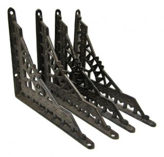 Set Of 4 Cast Iron Shelf Brackets 6 " X 7 " Hangers Eastlake Antique - Style