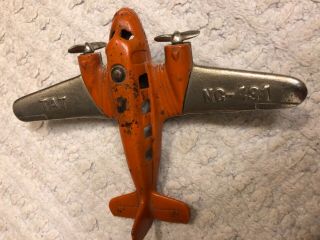 1930s Cast Iron Twin Engine Tat - Nc - 491 Airplane Toy In Paint By Hubley