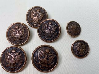 Tiffany Bronze Military Uniform Buttons - Complete Set Of 7 Buttons - Ww1