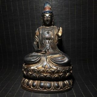 Spectacular Rare Archaic China Bronze Buddha Seated Statue Sculpture Marked