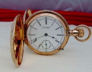 1890 U.  S.  Watch Co.  Waltham Pocket Watch In 10k Gold Filled Hunter Case 6s - Runs