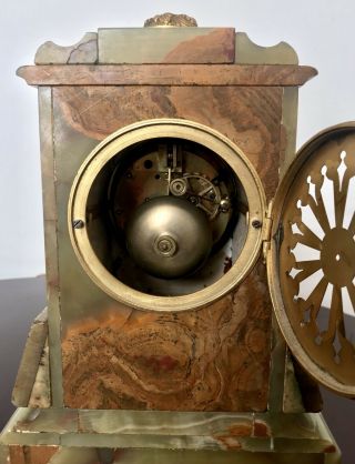 Antique French A.  D Mougin Green Onyx And Ormolu Mantel Clock 8