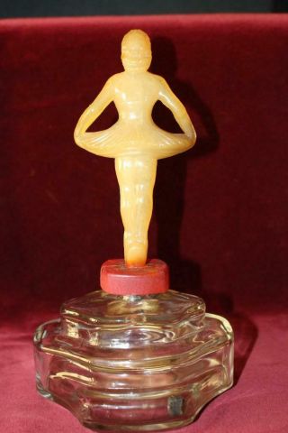 Rare Antique Perfume Bottle Ballerina Stopper 