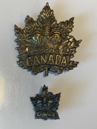 Rare Canadian Boer War Cap Badge And Collar Badge 1901 Issue