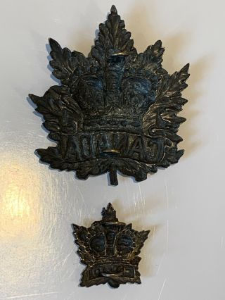 Rare Canadian Boer War Cap Badge And Collar Badge 1901 Issue 2