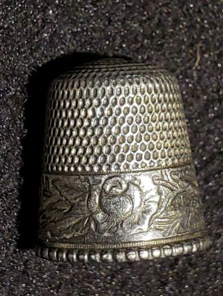 Antique Keene Sterling Silver Thimble Rose Floral 925/1000