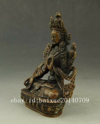Chinese old fengshui copper hand - carved KWAN - YIN Guanyin statue c02 2