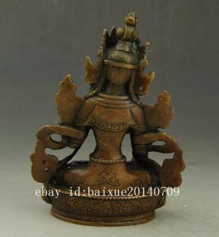 Chinese old fengshui copper hand - carved KWAN - YIN Guanyin statue c02 4