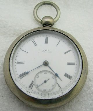 Antique 18s Waltham Wm Ellery 4 Ounce Coin Silver Key Wind Pocket Watch Parts