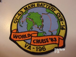 1983 Uss Coral Sea World Cruise Patch Cv - 43 Cvw - 14 Va - 196 Jacket Patch