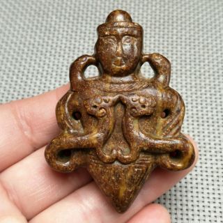 Listing,  Chinese Natural Old Jade Carved,  Ancient God Statue Pendanta4067