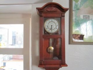 Vintage Frans Hermle Westminster Chiming Wall Clock In V.  G.  Order