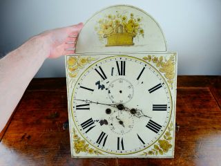 Antique Georgian Grandfather Longcase Clock 8 Day Calendar Movement Part