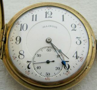 Antique 16s Illinois Time King 19 Jewel Gold Filled Hunter Pocket Watch
