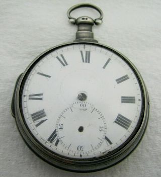 Antique W Grant London Coin Silver Key Wind Fusee Pocket Watch Parts Repair