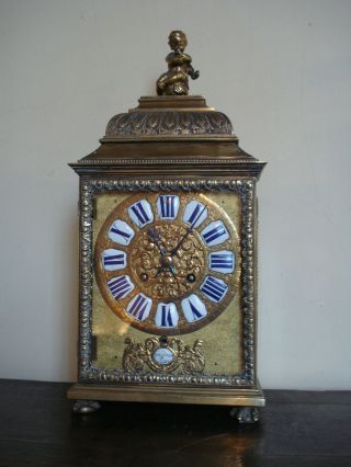 Fine Small 17th C French Gilt Brass Religieuse Mantel Bracket Clock Gaudron Pari