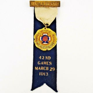 1913 York National Guard 23rd Regiment Athletic Games Rec.  Secretary Badge