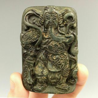Ancient Guan Yu Statue Pendants Magnetic Field Meteorite Pallasite Hand Carved