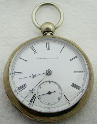 1870 18s Waltham Crescent Street Key Wind Coin Silver Pocket Watch Parts Repair
