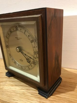 Art Deco Oak & Ebonised Elliott Mantel Clock Bowden & Sons Ltd Plymouth 4