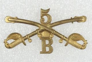 Army Collar Pin: B Troop,  5th Cavalry Regiment,  C.  1902
