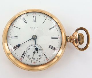 Rare Only 21,  000 Made / 1905 Elgin 18s 17j Lever Set Gold Filled Pocket Watch.