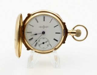 Antique Illinois Box Hinge Full Hunting 4s 14k Solid Gold Case Pocket Watch - 5334