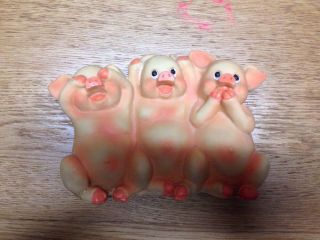 4 " Three Wise Pigs Figurine See No Evil Hear No Evil Speak No Evil
