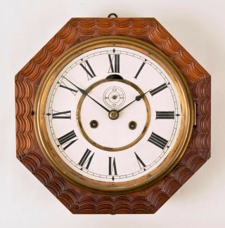 American Ripple Front Octagon 8 Day Lever Clock @ Mid 1800s Rare Jc Brown?