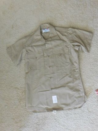 Usmc Flying Cross Short Sleeve Shirt Man Khaki Size Medium