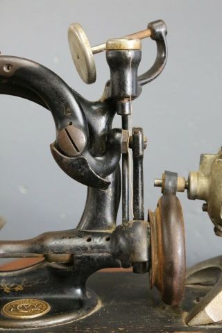 WILLCOX & GIBBS Antique Sewing Machine Chain Stitch Brass Medallion 1800s Motor 4