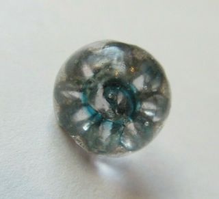 Lovely Old Antique Vtg 19th C Radiant Glass Button Turquoise Back 5/8 " (a)