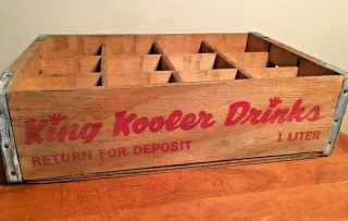 Vtg Piggly Wiggly King Kooler Drinks Wooden Crate 12 - 1 Liter Bottle Shreveport