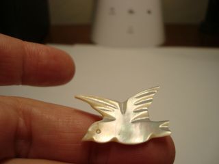 Antique Mother Of Pearl Bird In Flight Button
