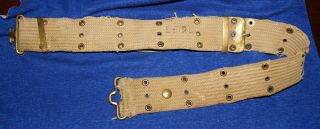 Wwi Us Army Khaki Canvas Belt Marked Mills Woven Cartridge Belt Pat.  1901 - 1907