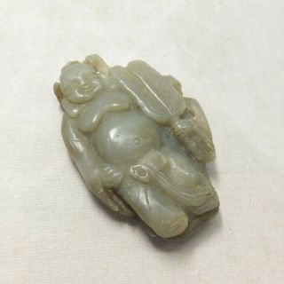 H435: Chinese Stone Carving Ware Personal Ornaments Or Netsuke Of Budai Statue