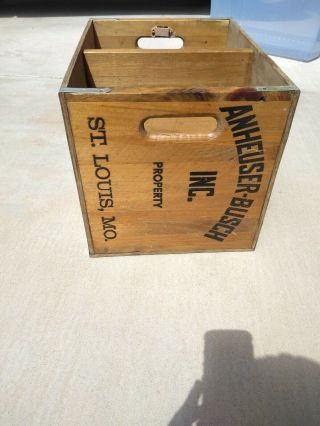 VINTAGE BUDWEISER ANHEUSER BUSCH WOODEN BOX CRATE w LID Since 1876 Graphics 6
