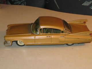 Vintage 1959 Brown Cadillac 4 - Door Sedan - Bandai Japan Tin Friction Toy