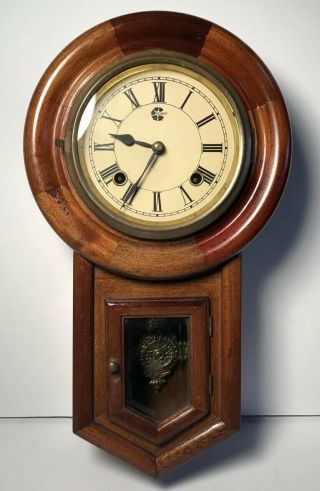 Westminster Chime Wall Clock Vintage Antique Wind Up,  Pendulum Wooden With Key
