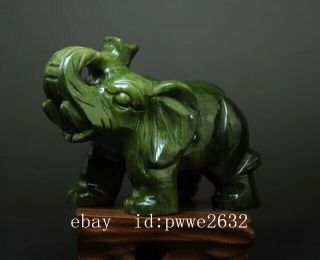 CHINA OLD HAND - MADE SOUTH NATURAL JADE WATER ABSORPTION ELEPHANT STATUE 02 B02 2