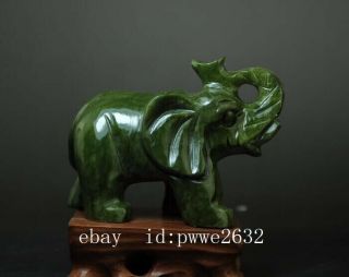 CHINA OLD HAND - MADE SOUTH NATURAL JADE WATER ABSORPTION ELEPHANT STATUE 02 B02 4