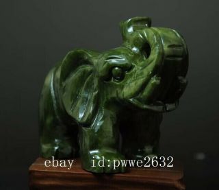 CHINA OLD HAND - MADE SOUTH NATURAL JADE WATER ABSORPTION ELEPHANT STATUE 02 B02 5