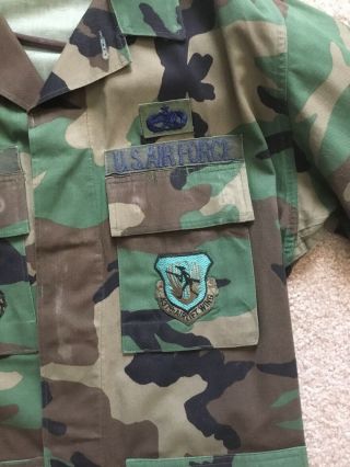 VTG US Air Force BDU Uniform Shirt Jacket Woodland Camo Sz M Reg & Pants Regular 4