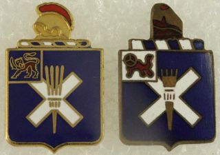Vintage Us Military Dui Insignia Pin Set 32nd Infantry Regiment