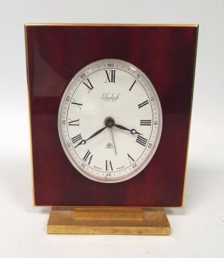 Vintage Imhof Swiss Made Wind Up Brass Desk Clock - W15