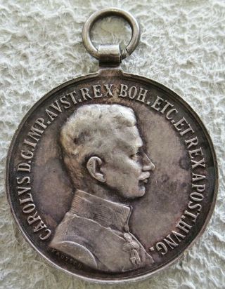 1918 Silver Austria Hungary World War One 2nd Class Officer 32 Mm Bravery Medal