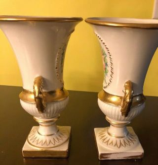 Stunning pair Antique Sevres? hand painted porcelain urn Vases French France 10” 6