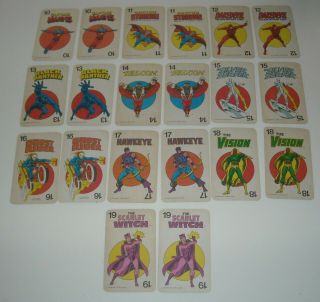 1978 MARVELMANIA MB Milton Bradley MARVEL COMIC HEROES CARD GAME COMPLETE 5