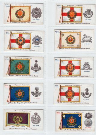 Complete Set of 50 British Military Territorials Flags Tobacco Cards from 1910 2