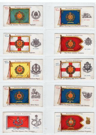 Complete Set of 50 British Military Territorials Flags Tobacco Cards from 1910 3
